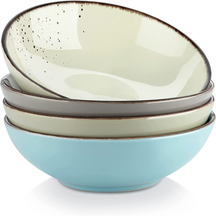Hokku Designs Pasta Bowls 30 Oz, Large Ceramic Salad Serving Bowl Set